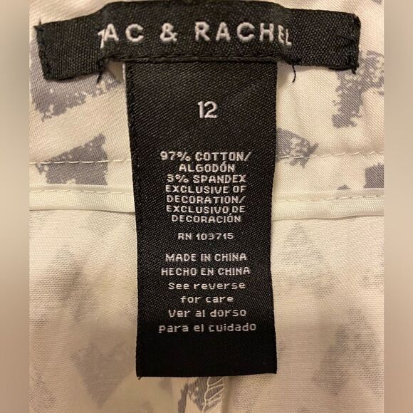 Womens Zac & Rachel Crop Pants Size 12 White with Gray Hearts NWT - Picture 8 of 9